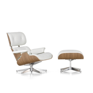 Lounge Chair et Ottoman noyer pigmenté blanc