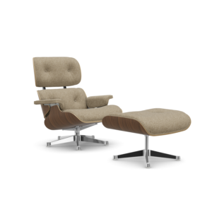 Lounge Chair et Ottoman noyer pigmenté blanc - tissu nubia