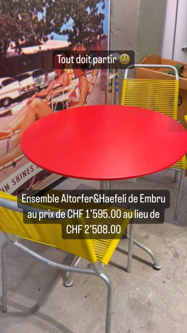Tout doit partir 😃
Ensemble Altorfer&Haefeli de Embru au prix de CHF 1’595.00 au lieu de CHF 2’508.00

#uniquementvotre #soldes #outdoor #mobilier #design #exterieur #superoffre